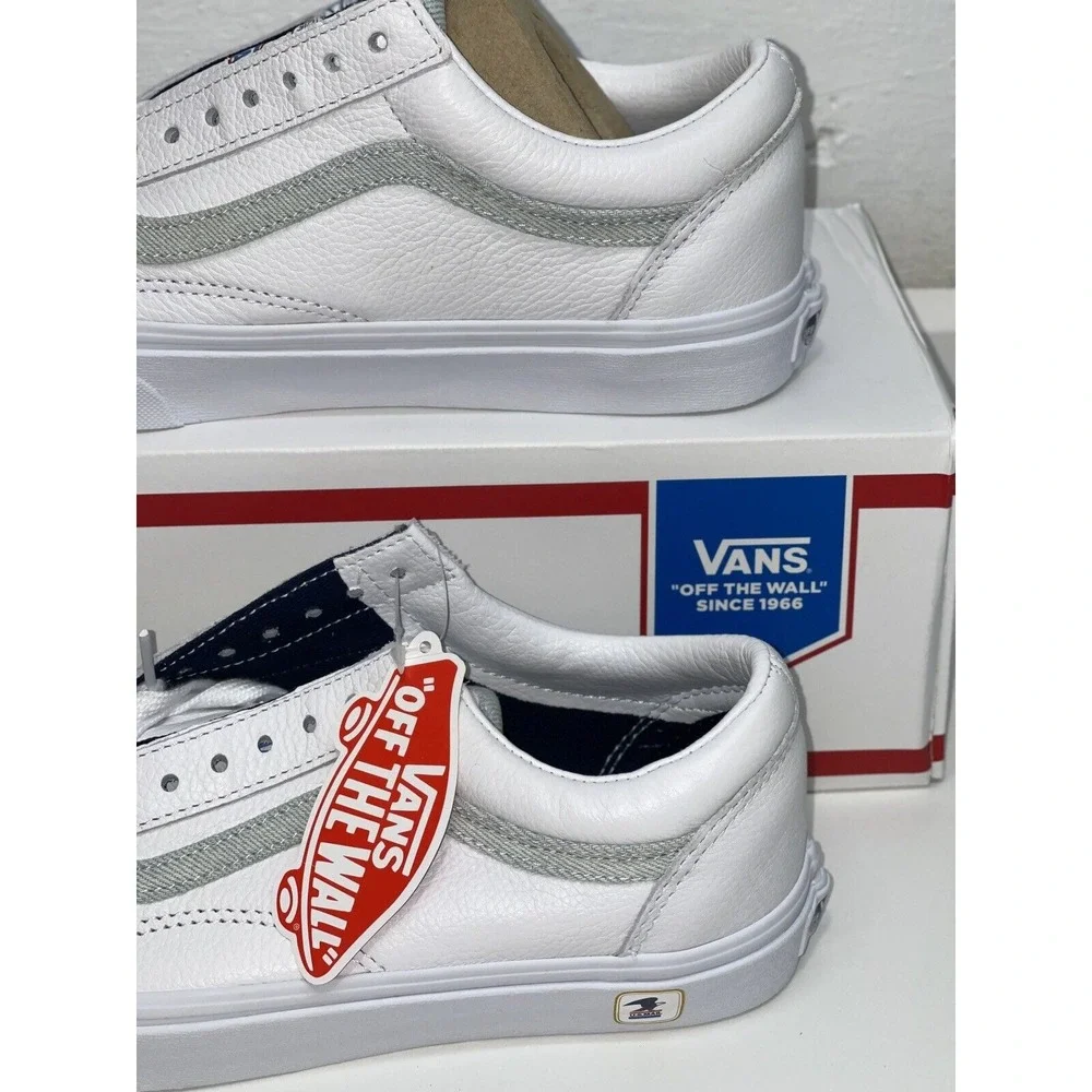 Vans Sneakers Old Skool USPS Denim White Leather Women's Size 5 New‎
